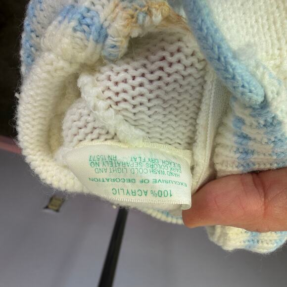 VTG 1970’s A Tiny Tots  Hooded Sweater - 18m Full Zip - Light Blue And White - Picture 6 of 8